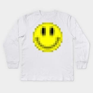 Pixelart Acid House Smiley Face Kids Long Sleeve T-Shirt